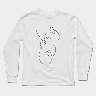 one line art cat Long Sleeve T-Shirt